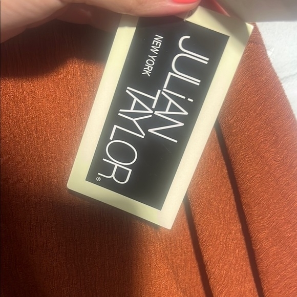 Julian Taylor Womens Dress Size 6 V Neckline Orange Rust Fall Dress NWT - Picture 4 of 6